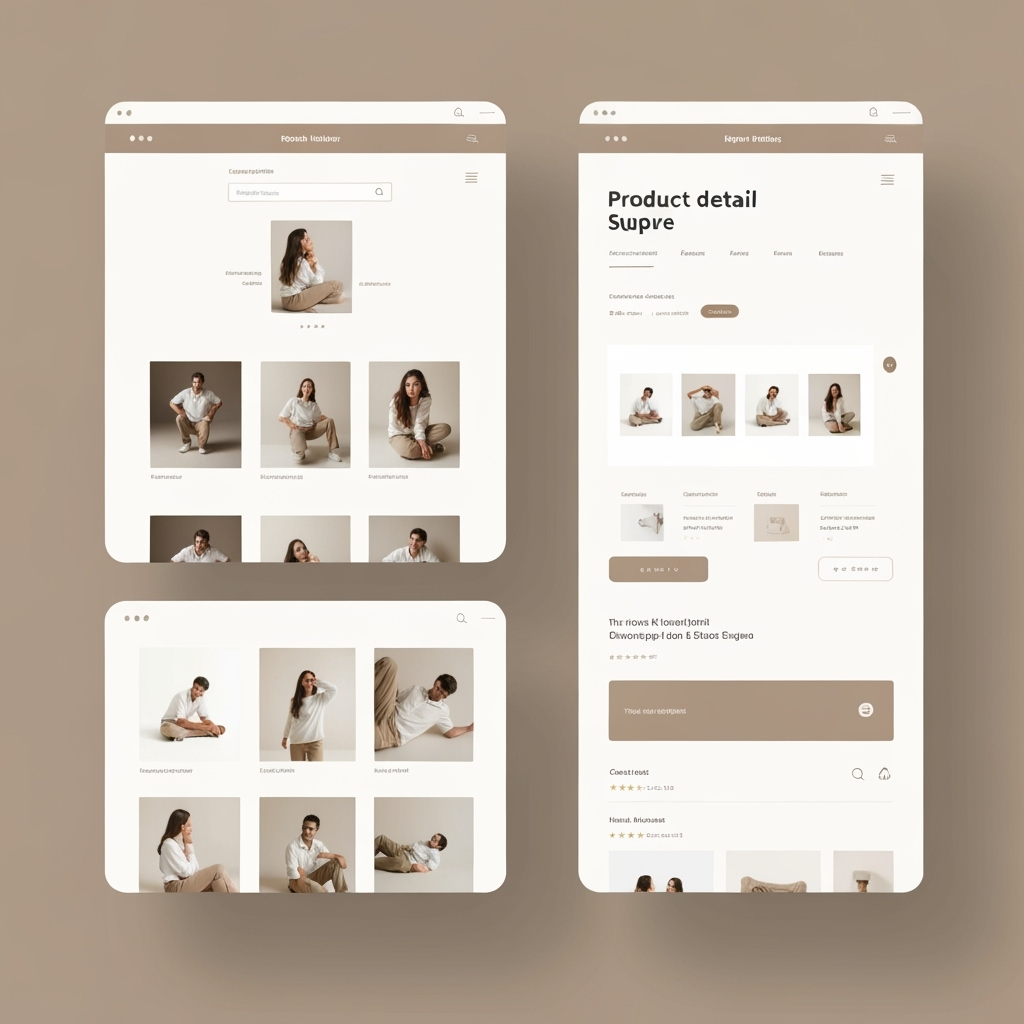 Minimalist e-commerce interface design with model photos